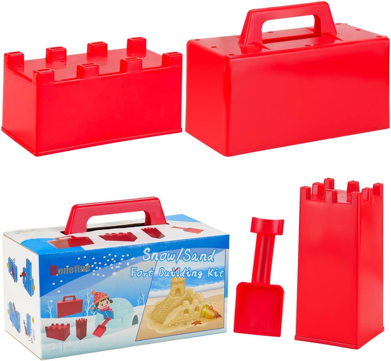 Snow Fort Building Block,Snow Brick Maker, Sand Castle Mold,Beach and Snow Toy Brick Form for Kids,Outdoor Winter and Summer Fun Toys（4PCS）