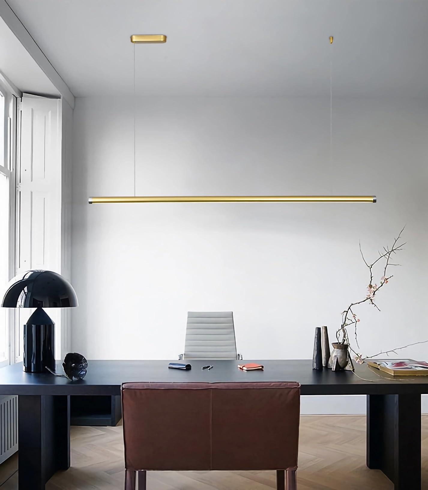 Lampadario a Sospensione dimmerabile con Telecomando, Moderna Lampada a Sospensione Regolabile in Altezza per Sala da Pranzo, Cucina, Ufficio e Bar, Oro 150 cm