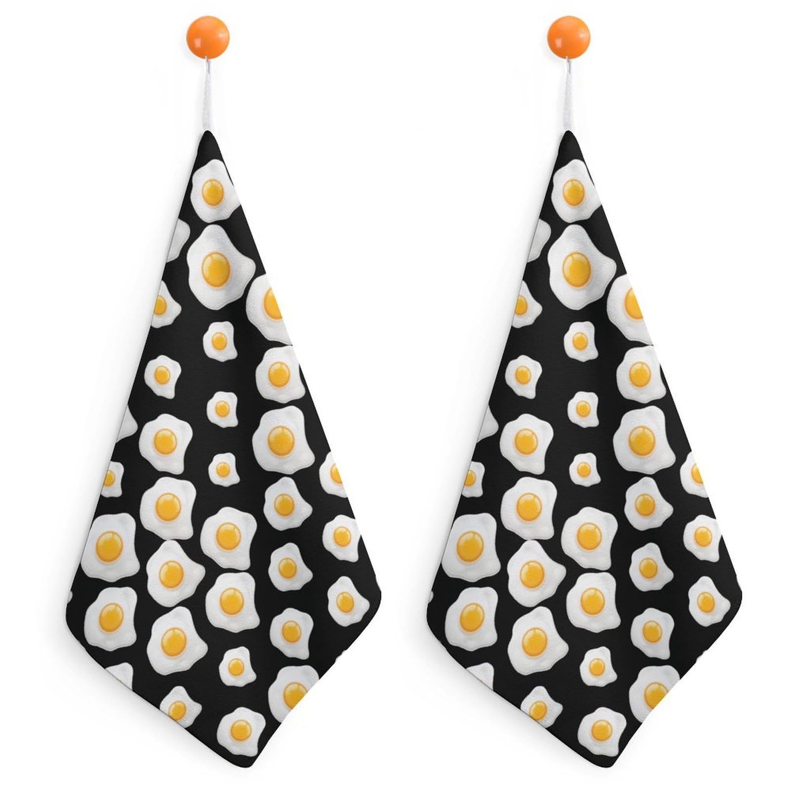TXFBTRFSA Fried Egg Hand Towels with Hanging Loop Kitchen Towel Handkerchiefs Cleaning Cloths
