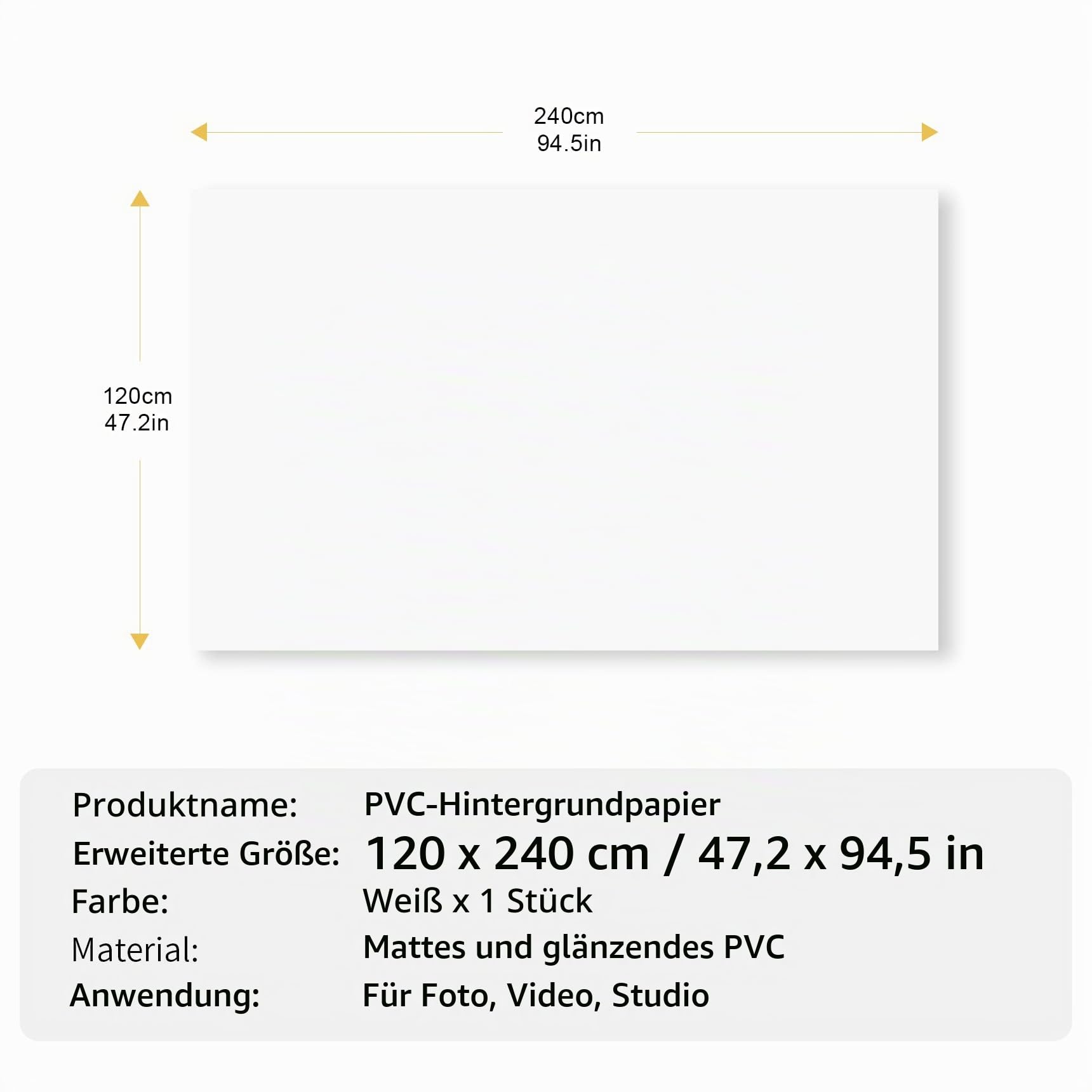 Selens 120 x 240 cm PVC Hintergrund Fotografie Hintergründe Weiß Backdrop