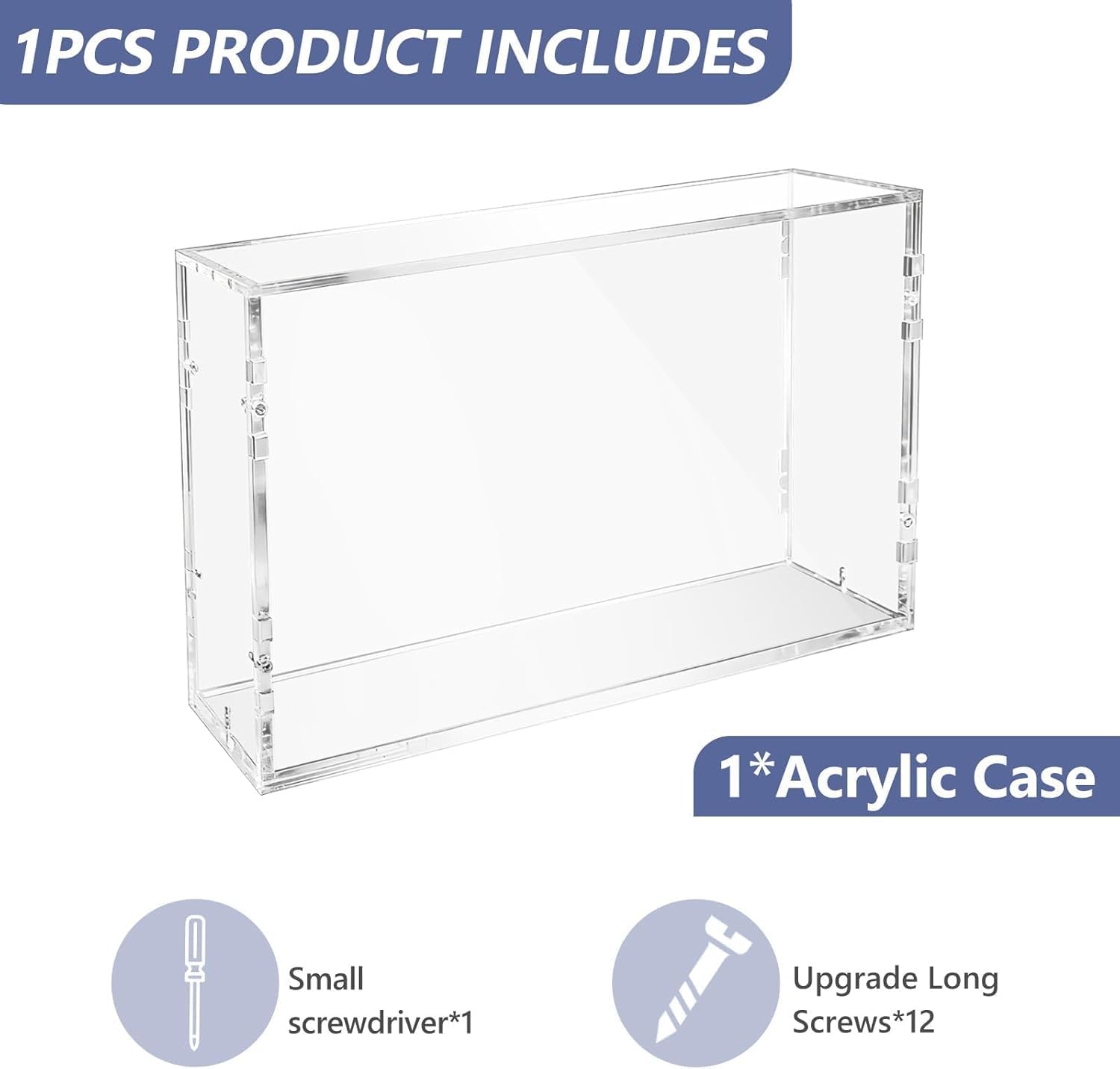 DEDC 1PCS Interlocking Acrylic Display Case for 3 MTG Commander Decks Clear Protector Box Fits 3 MTG Commander Deck Boxes Stackable Collectible Storage Organizer, 14.4x3.5x6.9in