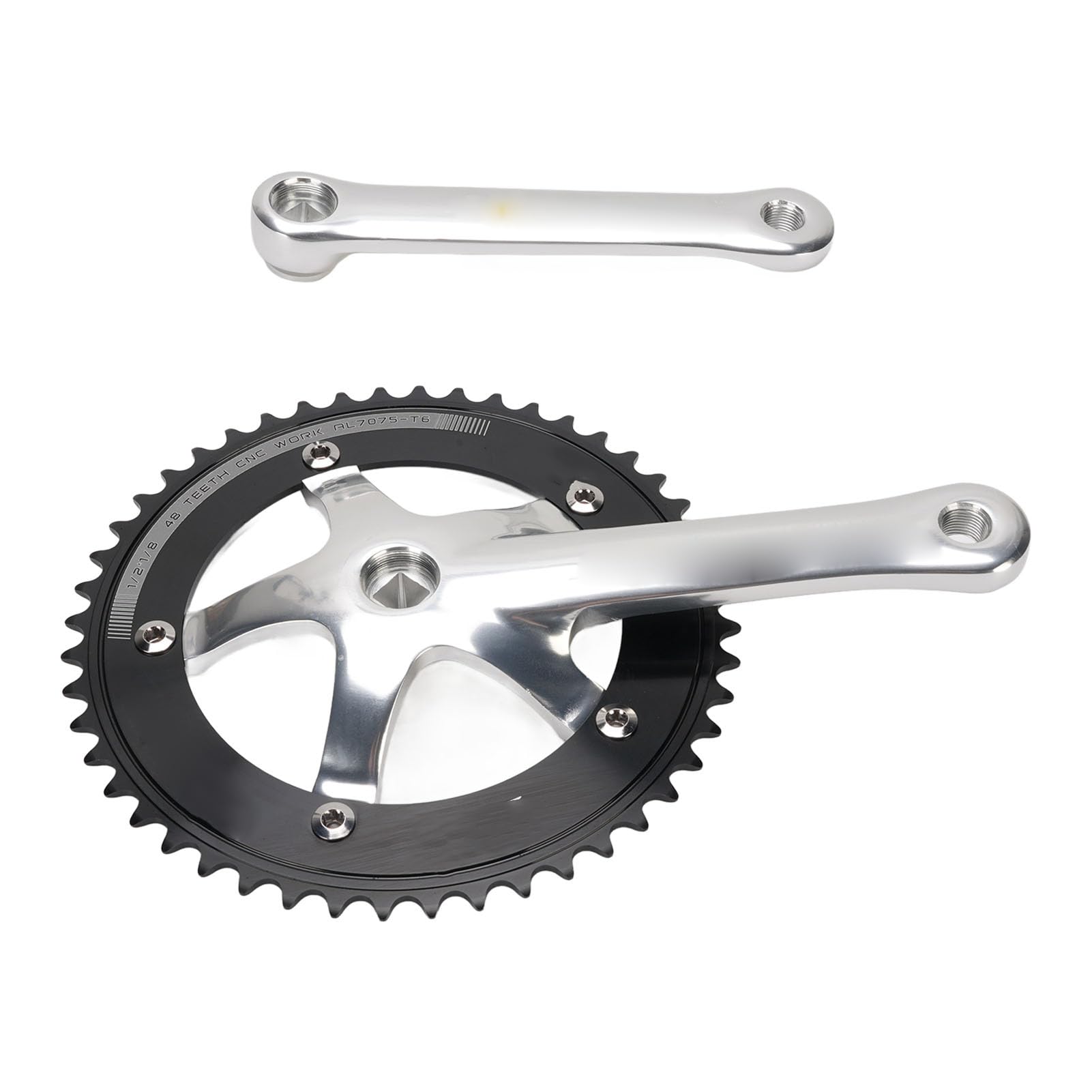 Yinhing Korba Rowerowa ze Stopu Aluminium 48T Jednobiegowa Korba Zestaw Ramion Korby do Rowerów z Ostrym Przełożeniem Srebrny i