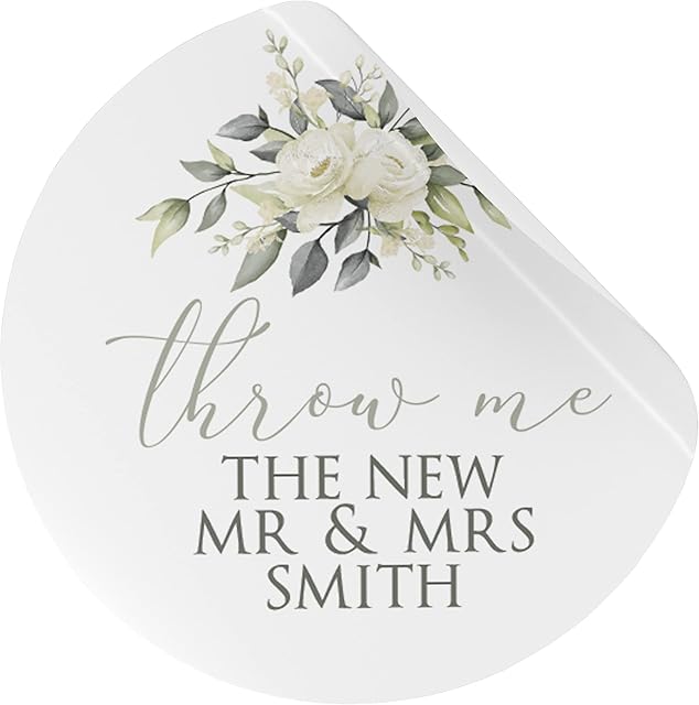 Personalised Wedding Confetti Stickers 'Throw Me' Labels - Green Botanical (LA3) (37mm (35 per sheet))