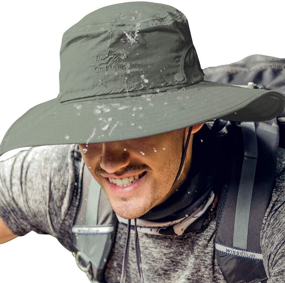 Cooltto Sombrero del Pescador Gorro de Pesca 50+ UV protección Solar de Ancho Borde Sombrero Rápido Seco Transpirable Plegable Impermeable Ajustable para Pesca Senderismo Montañismo