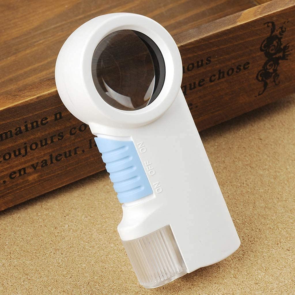 Vergrößerungsglas 12x HD-Zoom, tragbare Handlupe mit LED-Beleuchtung
