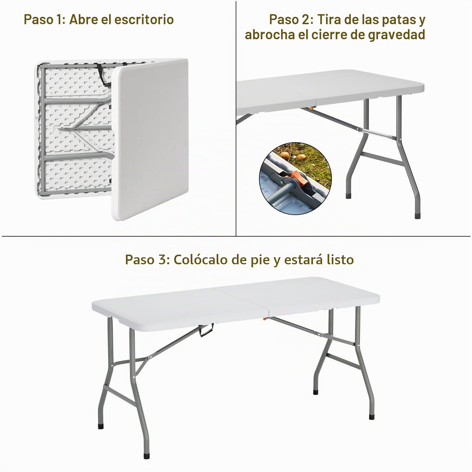 SogesHome Mesa de Fiesta Mesa Plegable portátil para Picnic y Catering, 152 x 71 cm