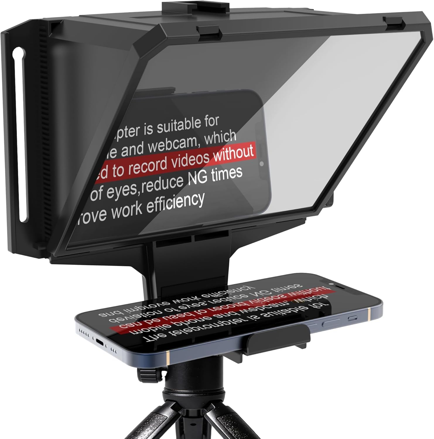 Nelyrho Tragbarer Teleprompter für Handy und Kamera, 70/30 Glas