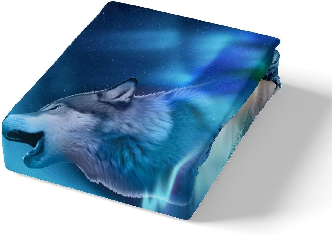 Feelyou Wolf Bedding Set Full Size Wolves Howling Duvet Cover Set for Boys Teens Decor Aurora Comforter Cover Set Moon Wolf Bedroom Mountain Quilt Cover 3Pcs