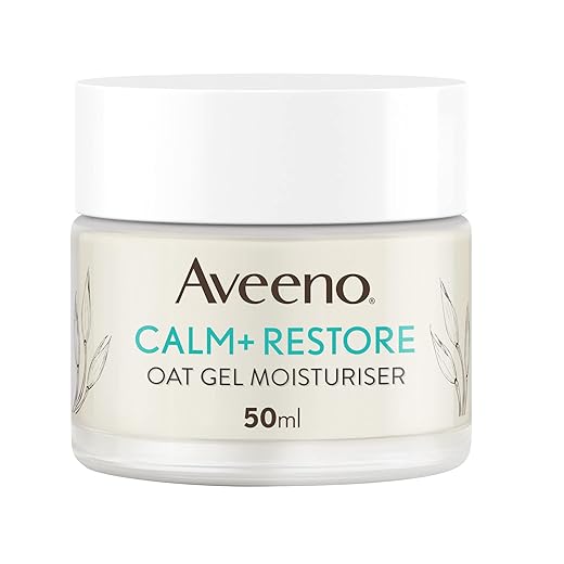 Aveeno Face Calm+Restore Oat Gel Moisturiser (1x 50ml), Face Moisturiser to Instantly Soothe and Replenish the Skin's Moisture Barrier, Intensely Nourishing Day Cream, Tested on Sensitive Skin