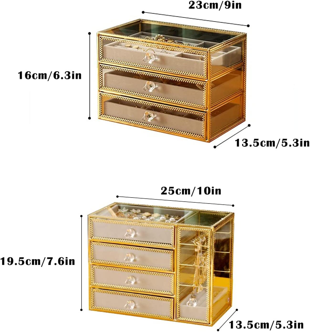Jewelry nizer Scatola per gioielli Scatola per gioielli in vetro Scatola per gioielli europea Custodia per collana Orecchini Anello Contenitori artigianali Scatola per gioielli per gioielli da donna