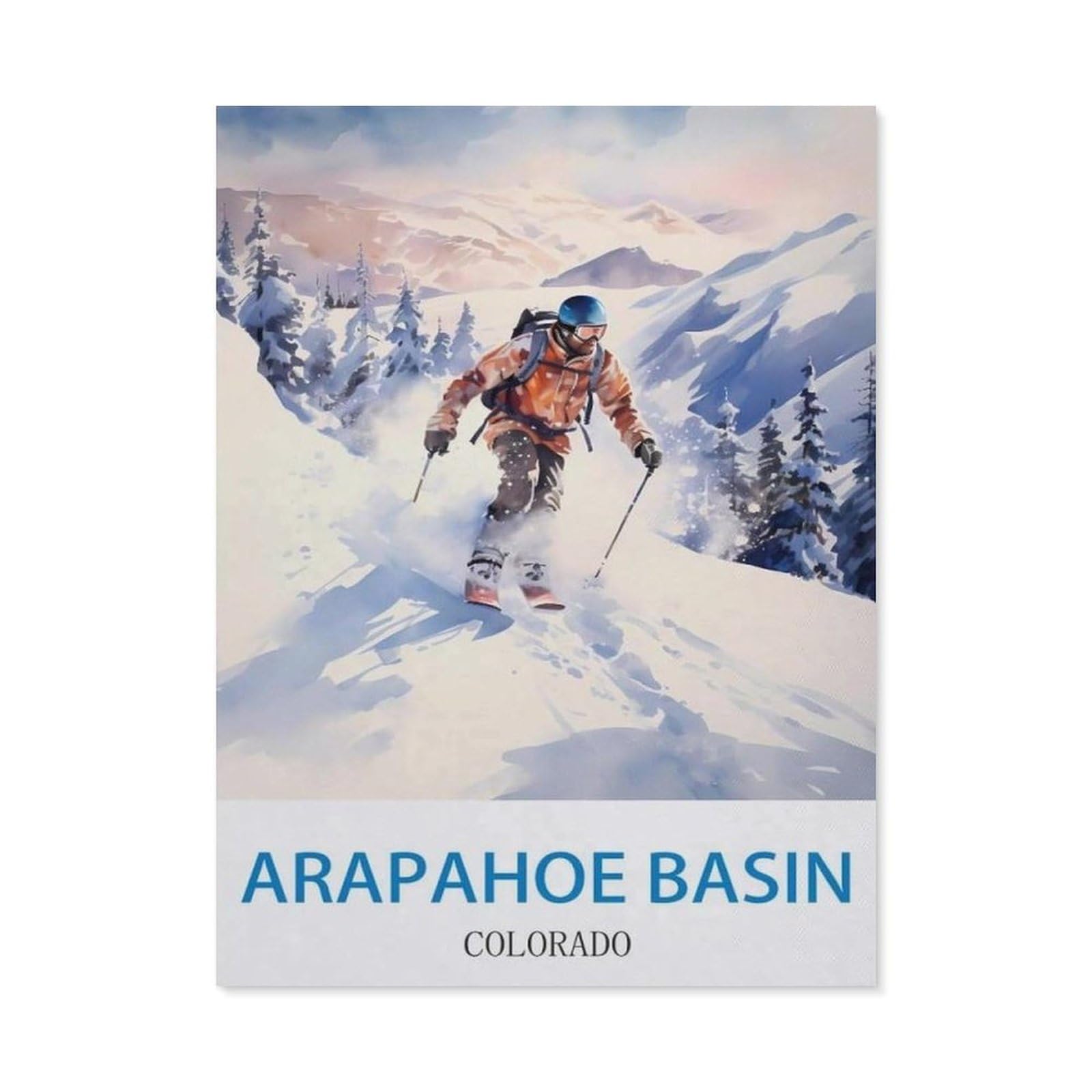 BEAYODKP 5D Diamond Painting，Arapahoe Basin Colorado Vintage Travel Posters Ski，Diamond Embroidery Cross Stitch（30 x 40 cm/11.81 x 15.74 inches）-CK65