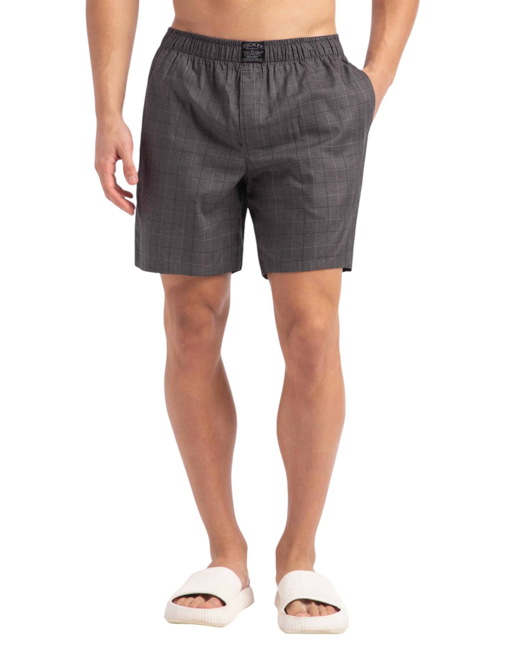 jockey HG18 Men's Tencel Lyocell Cotton Checkered Boxer Shorts with Side Pockets_Graphite_XL-picture-50