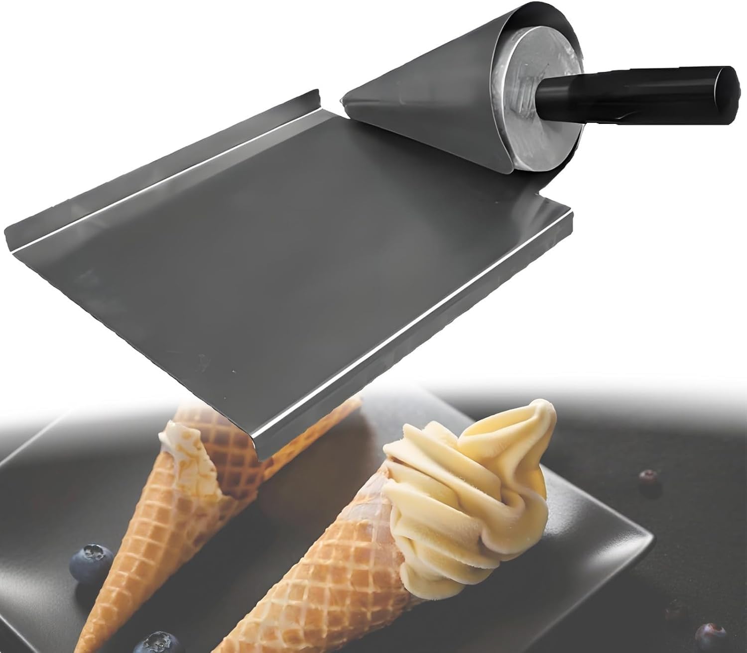 Rodillo para conos de helado, molde acero inoxidable para barquillos | Superficie Antiadherente, Textura Definida,utensilio Para Restaurantes, Cocinas, Pastelerías Y Tiendas Aperitivos