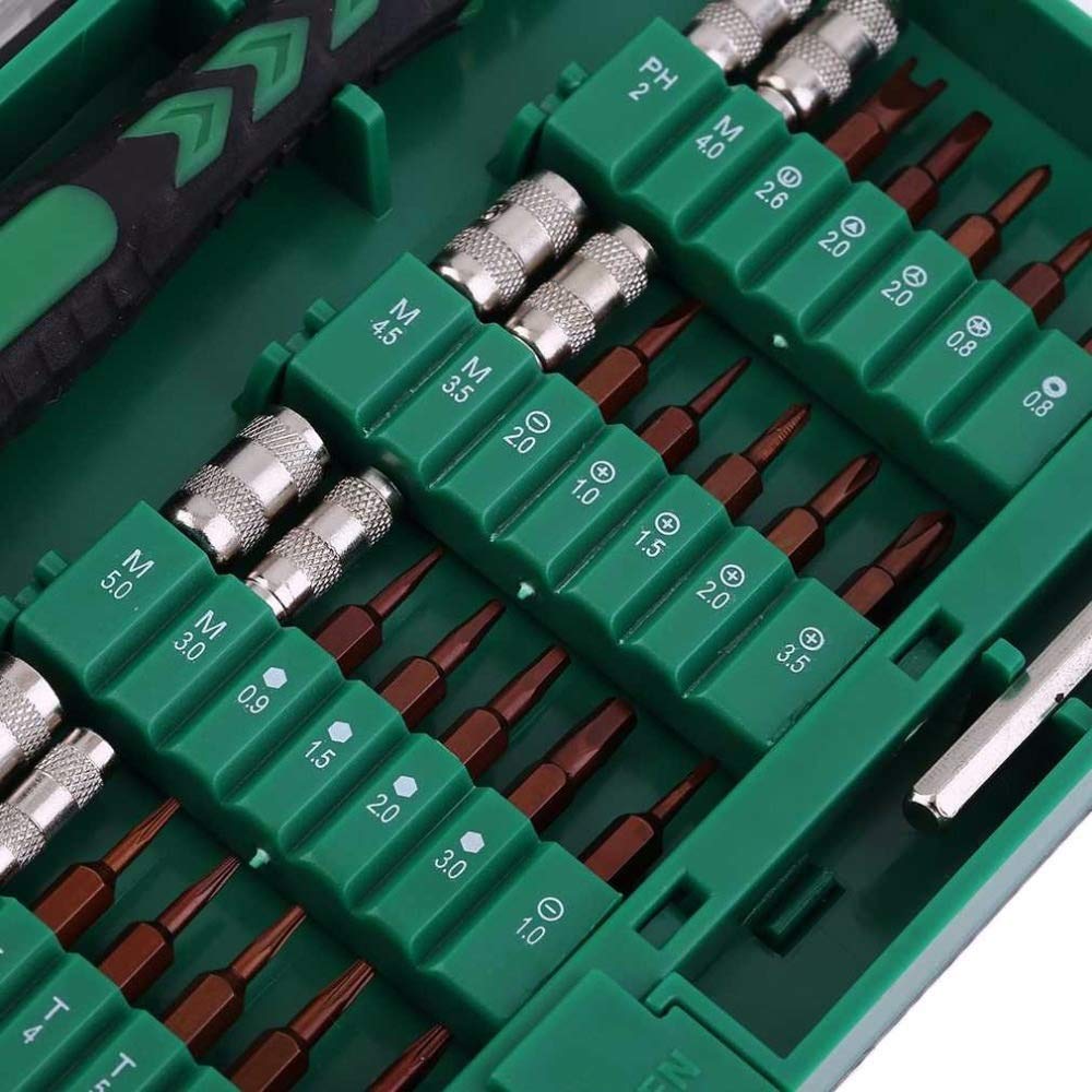 Juego de Destornilladores de 38 Piezas Juego de Herramientas de reparación electrónica de Tornillos de Manguito multipropósito de precisión