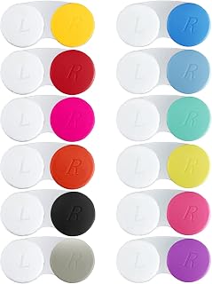 QVVQ 12-Pack Colorful Contact Lens Cases - Mini Left/Right Eye Holders for Travel, Home & Outdoor Storage