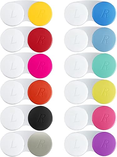 Estuche para lentes de contacto de 12 piezas, caja colorida para lentes de contacto izquierdosderechos, contenedor de soporte para lentes de