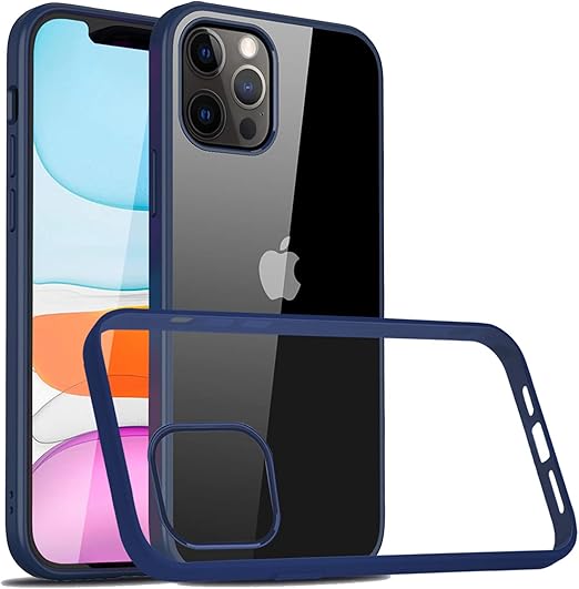 Komo Compatible With Iphone 12 Pro Max Case Cover Clear Pc Back With Tpu Edge Protective Case For Iphone 12 Pro Max 6 7 Inch Dark Blue Amazon Ca Electronics