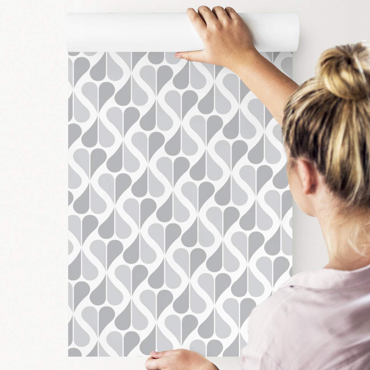 Muralo Papier Peint Classique Motif Rétro et Nuances de Gris - 10m x 53 cm