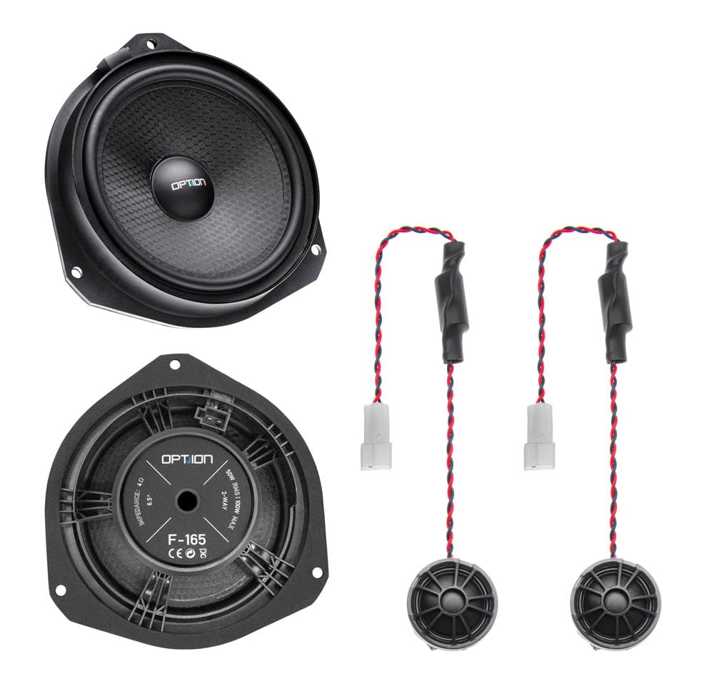 Option Système de haut-parleur avant compatible avec Opel Corsa E - Système 100 % Plug & Play - Système à 2 voies - 100 W RMS, efficacité 91 dB - Parfaitement adapté à Opel Corsa E