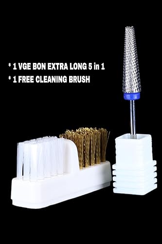 Miniatura 4 de VGE BON Brocas de uñas súper largas 5 en 1, tecnología de uñas, esenciales para uñas para técnicos de uñas, brocas de lijado para taladro de uñas,