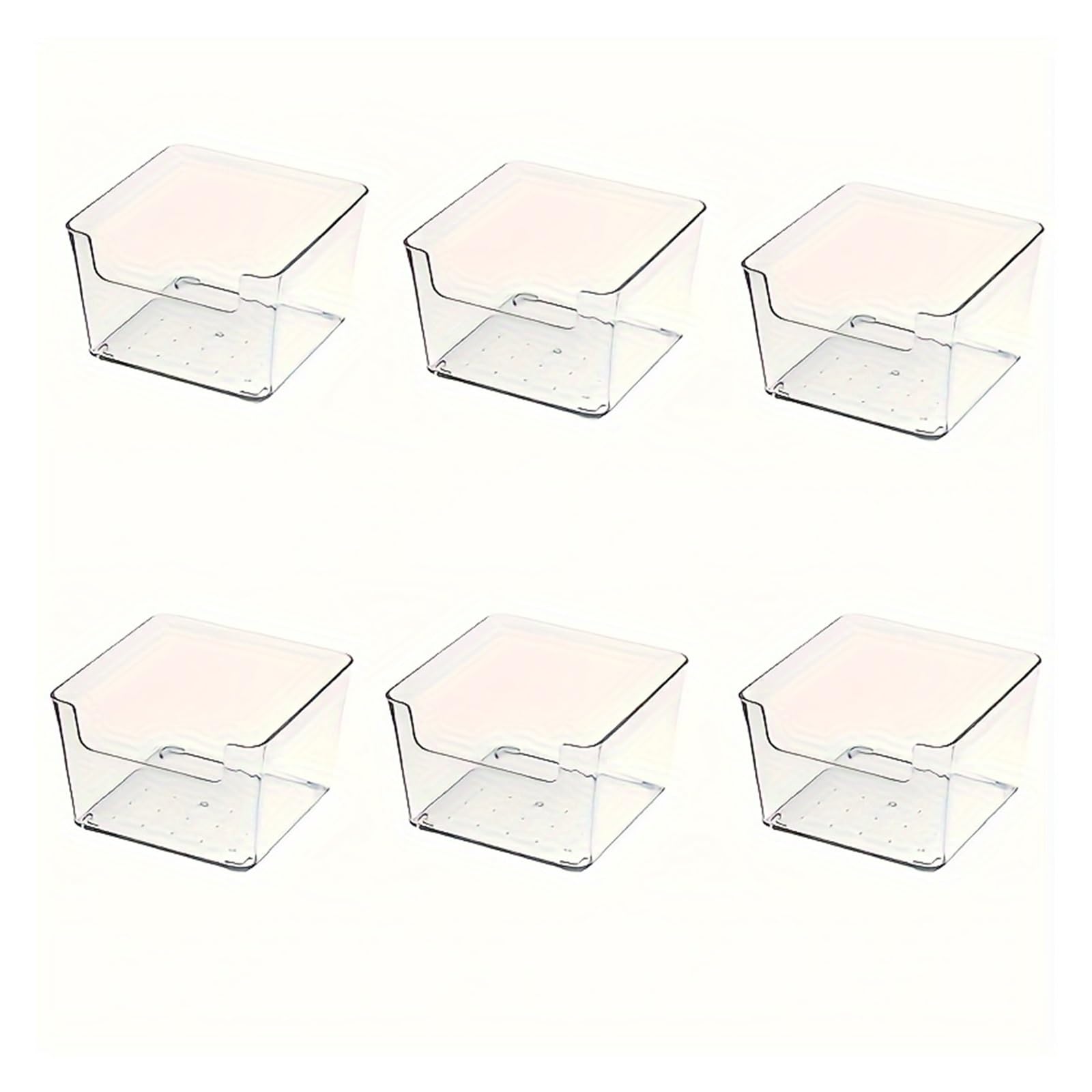 MJINA 1/3/6pcs Clear Plastic Storage Bins Drawer Storage Box For Tableware, Stationery Cosmetics, Snacks And Face Masks Sturdy Plastic(S 6 Pack)