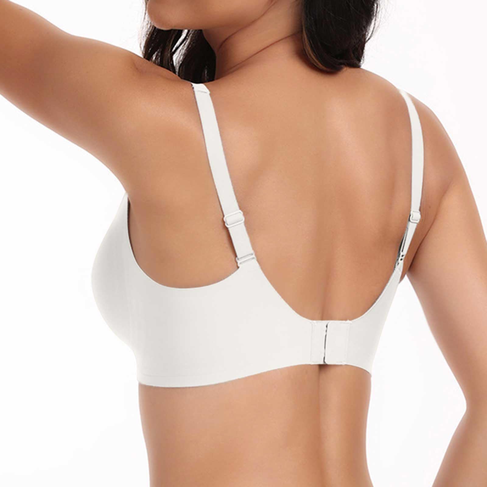 Sileor Large Size Sexy Women's Push Up Support Bra without Underwire Solid Colour Nesting Breathable Underwear Everyday