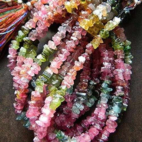 Chips de tourmaline LKBEADS rose et verte en fil de 25 cm pour création de bijoux