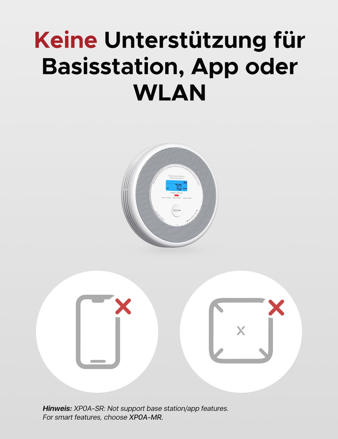 Allarme Fumo E Monossido Di Carbonio X-Sense - Con Voce E Display LCD, Batteria CR123A Sostituibile