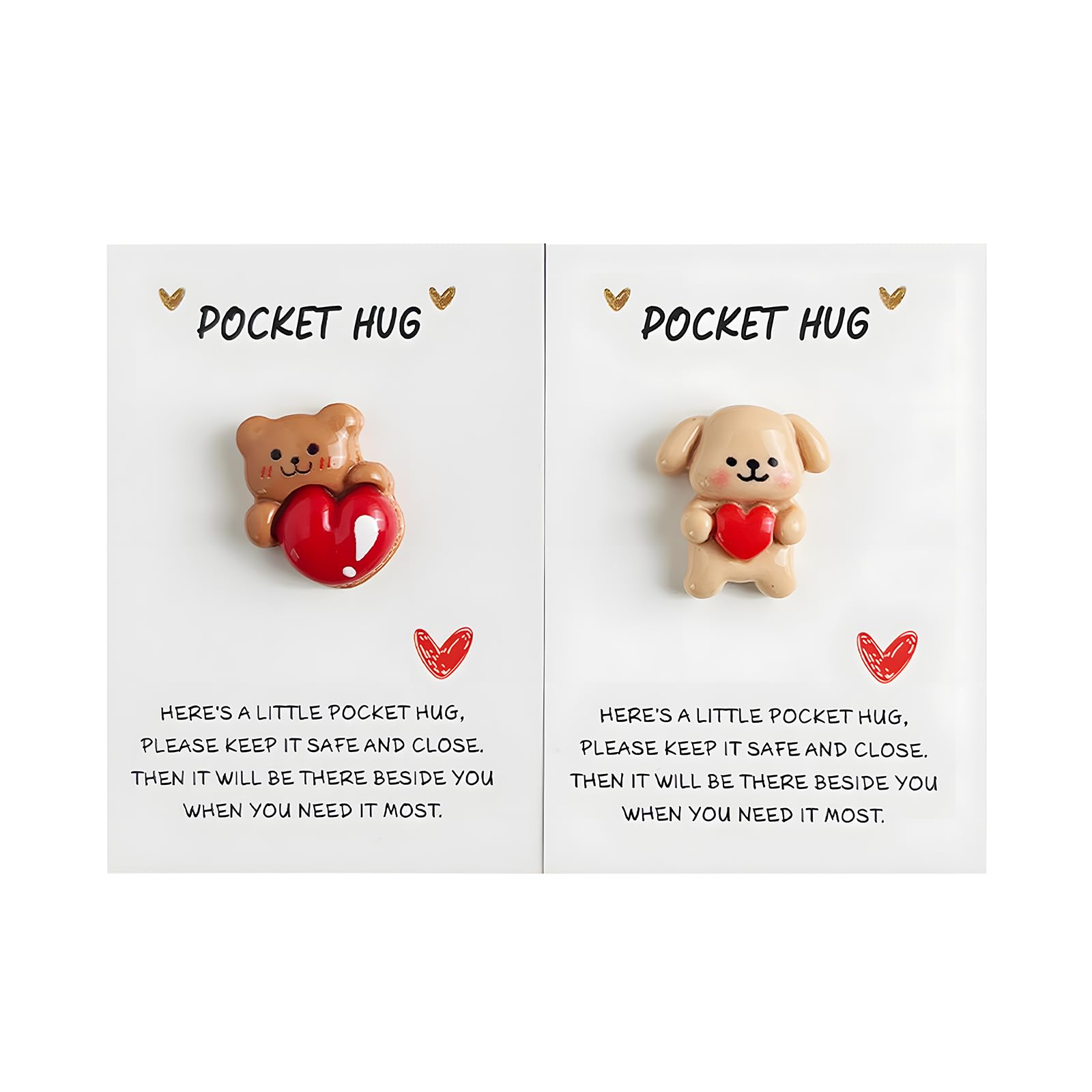 zhongko 2Pcs Teddy Bear Pocket Hugs with Cards