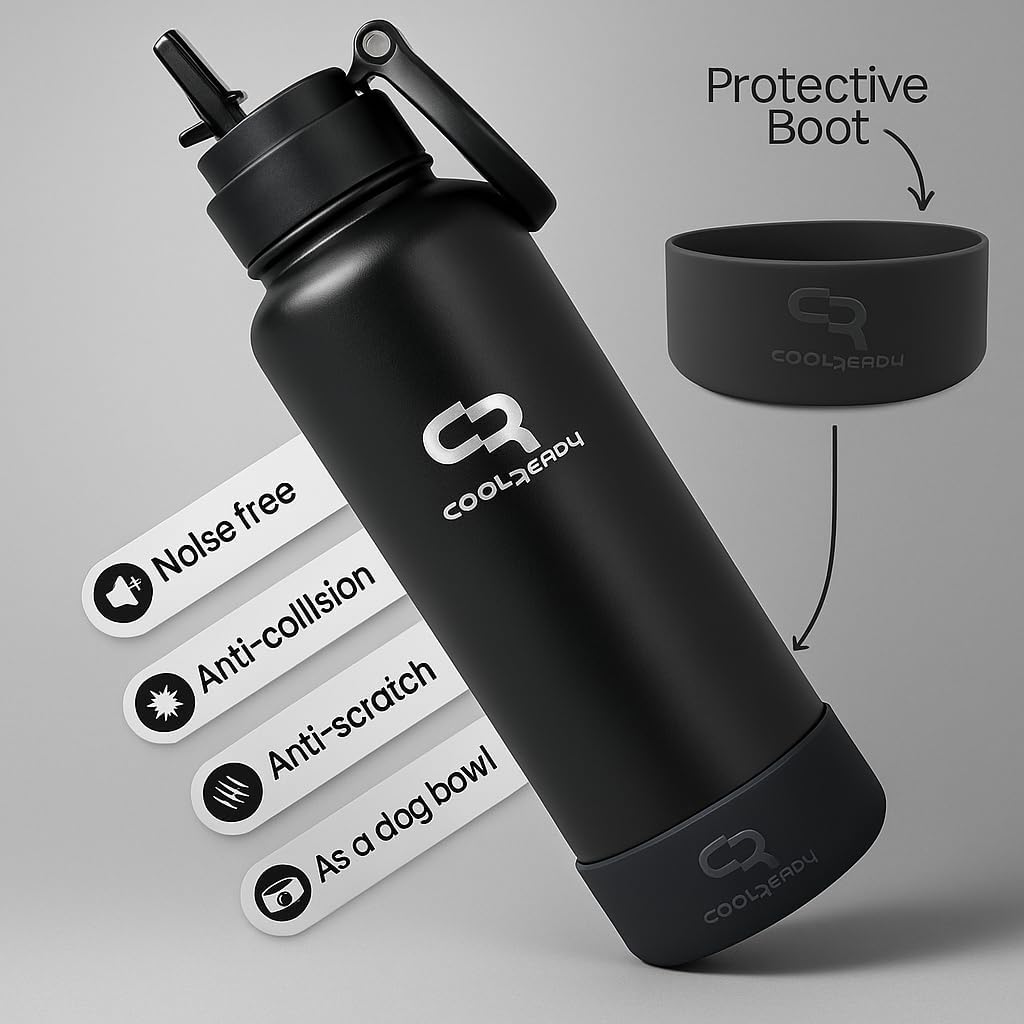 40 oz Gold Insulated Water Bottle – Leak-Proof Wide Mouth Stainless Steel Flask with Straw & Spout Lid + Silicone Boot – Bottle for Gym, Workout, Outdoor Use - Image 7