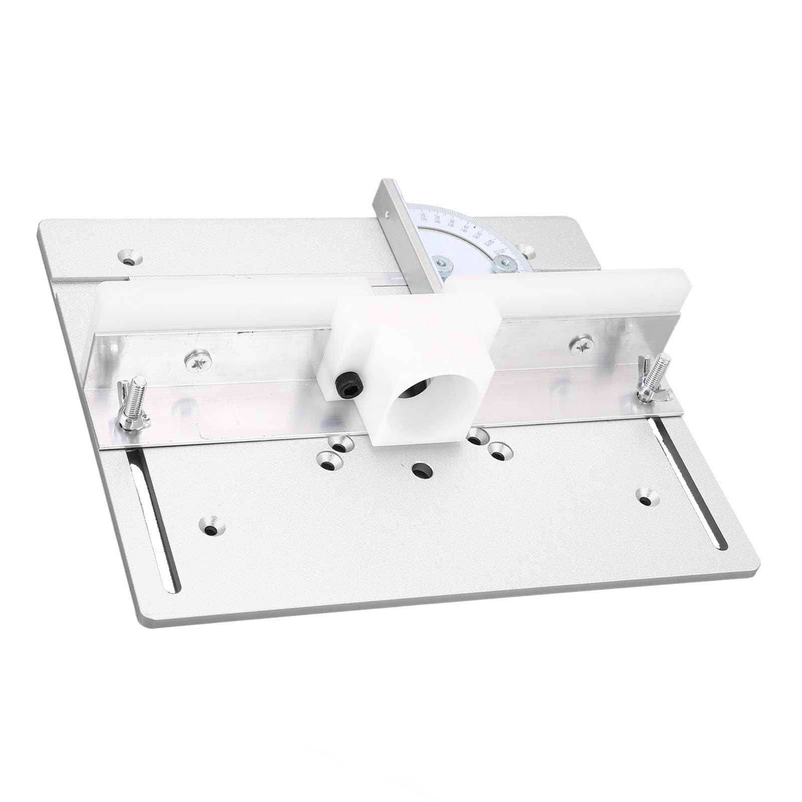 Płyta Stołowa Frezarki ze Aluminium, ławki do Drewna Frezarka do Drewna Płyta Obrotowa z prowadnicą ukośną,Frezarka do Drewna Maszyna do Przycinania Flip Board Narzędzie Pomocnicze (Srebro)