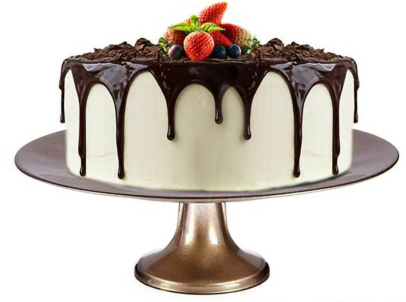 Rammento Champagne Gold 33Cm Large Glass Single-Tier Cake Stand, | 11Cm Tall Footed Afternoon Tea Display Stand For Cakes, Cupcakes And Pastries | Dining Table Centrepieces, Wedding Cake Stands