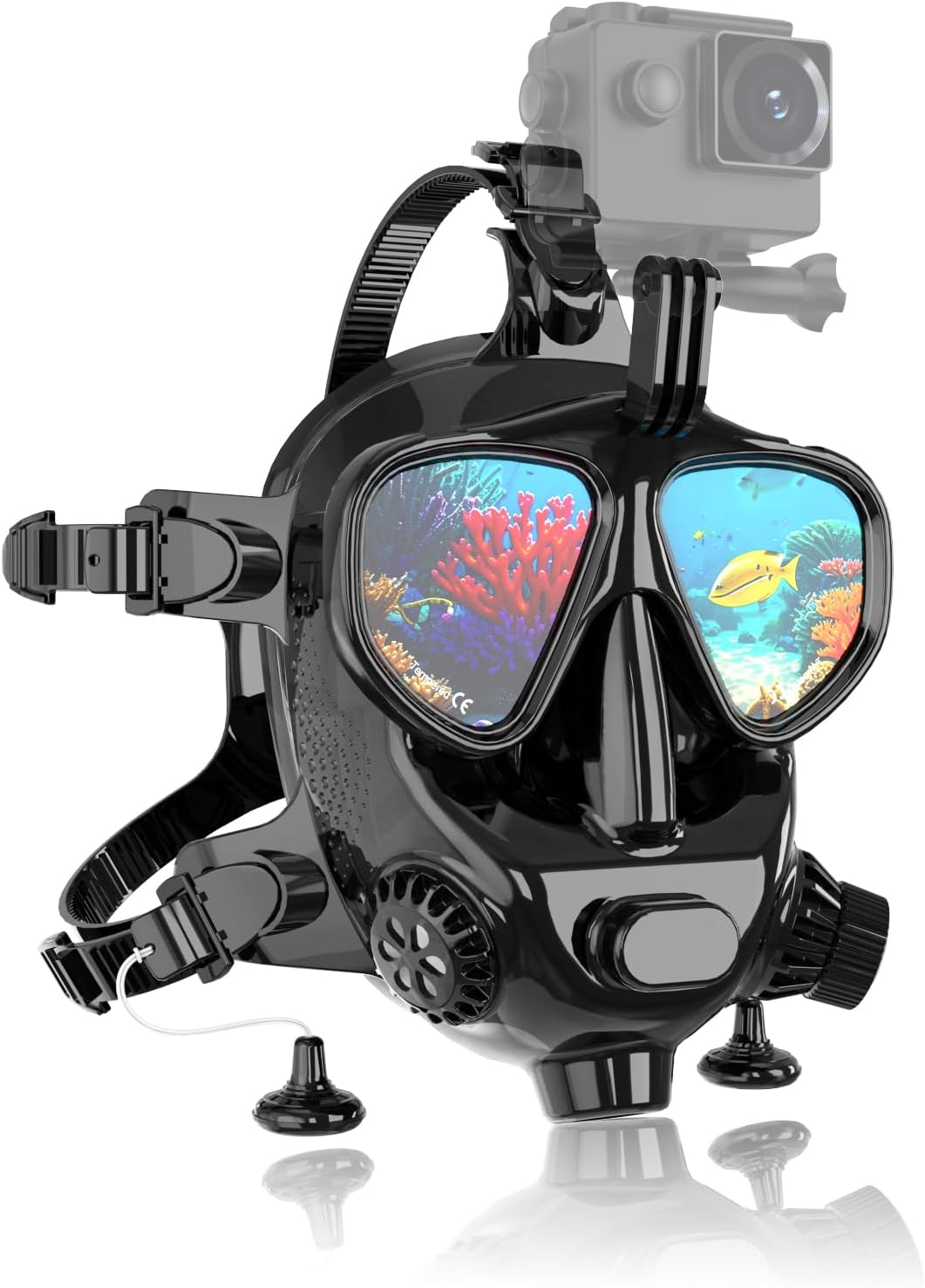 Full Face Diving Mask for Scuba Diving, 180° View Panoramic Dive Mask with Camera Mount, Anti-Fog & Anti-Leak Dive Mask Support for Scuba Diving, Compatiable with SMACO S400/400Pro/S700 Scuba Tanks