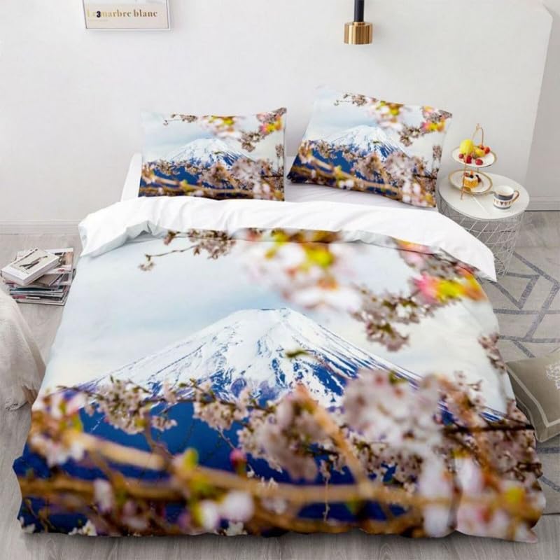 Housse de couette 240x260 fleurs de cerisier blanc pour une décoration de chambre zen