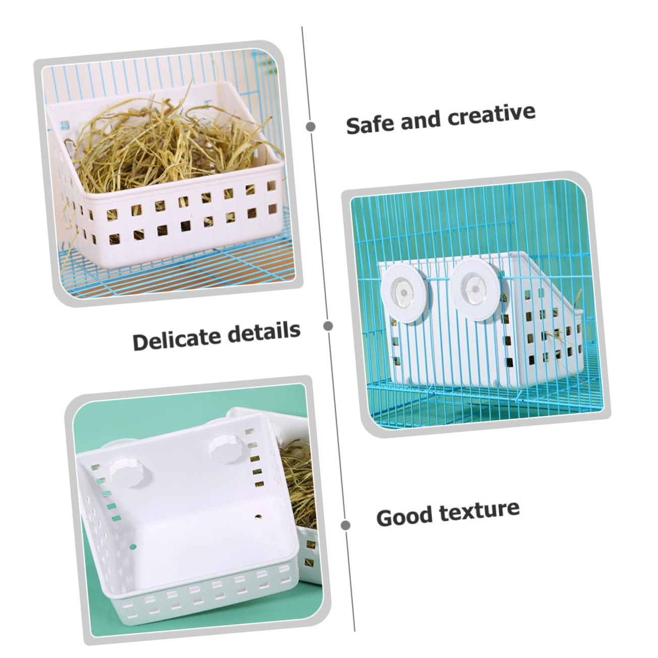 Râtelier à Foin pour Lapin à Fixation, Lot de 2, Plastique Blanc