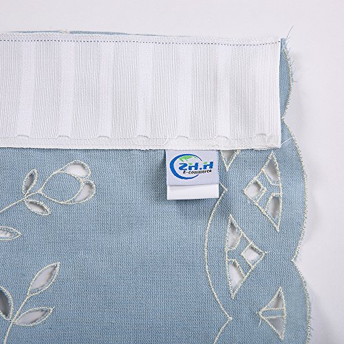 Zhh Blue Roman Shade Curtain Retro Tie-Up Window Curtain Flower Openwork Cotton Curtains Handmade Crochet Embroidered Balloon Shade Room Decor 32-Inch By 55-Inch #TOP5