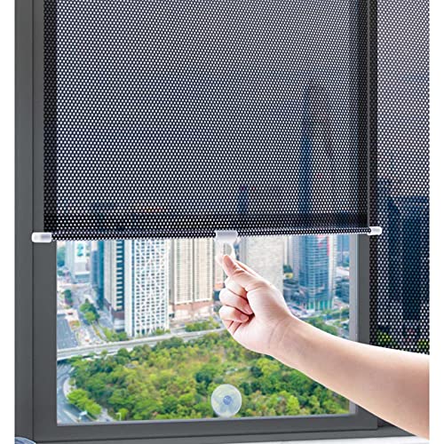 Persiana Enrollable con Ventosa, Estor Enrollable Opaca Sin Taladrar, Cortinas Blackout Protección UV 80%, Persiana Enrollable Parasol para Ventanas De Cocina/Oficina/Coche,58x125cm/23 * 49in