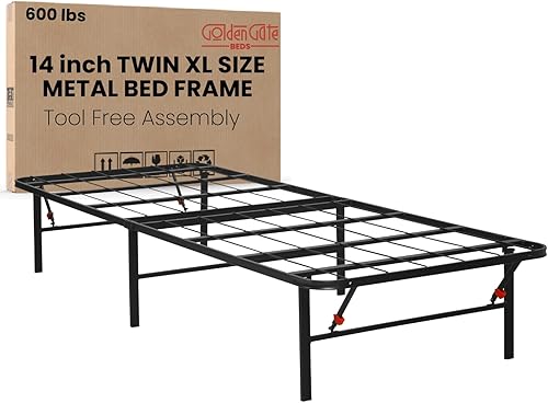 Miniatura 15 de Golden Gate - Marco de cama de metal con cabecero, diseño de plataforma de hierro forjado, base de listones resistente, no necesita somier, espacio