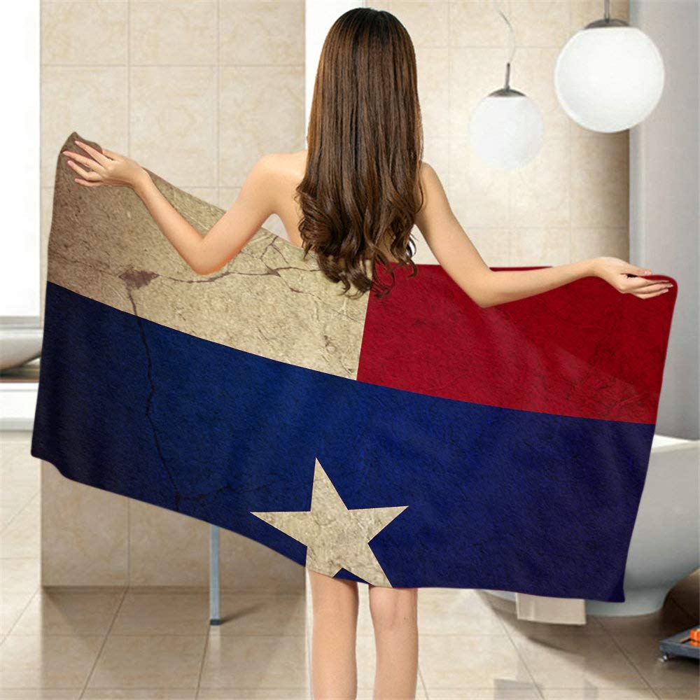 Moslion Soft Bath Towels Vintage Texas Flag Comfy Bathing/Beach/Camping Towel for Women Men Girls Boys Large Size 64x32 Inches