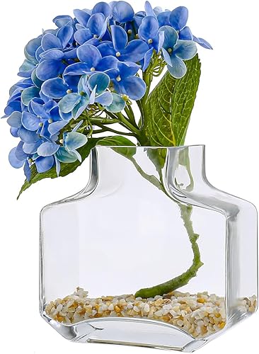 Jarrón cuadrado de vidrio transparente, jarrón rectangular vintage, centro de mesa para boda, decoración del hogar, mesa central, dormitorio, sala