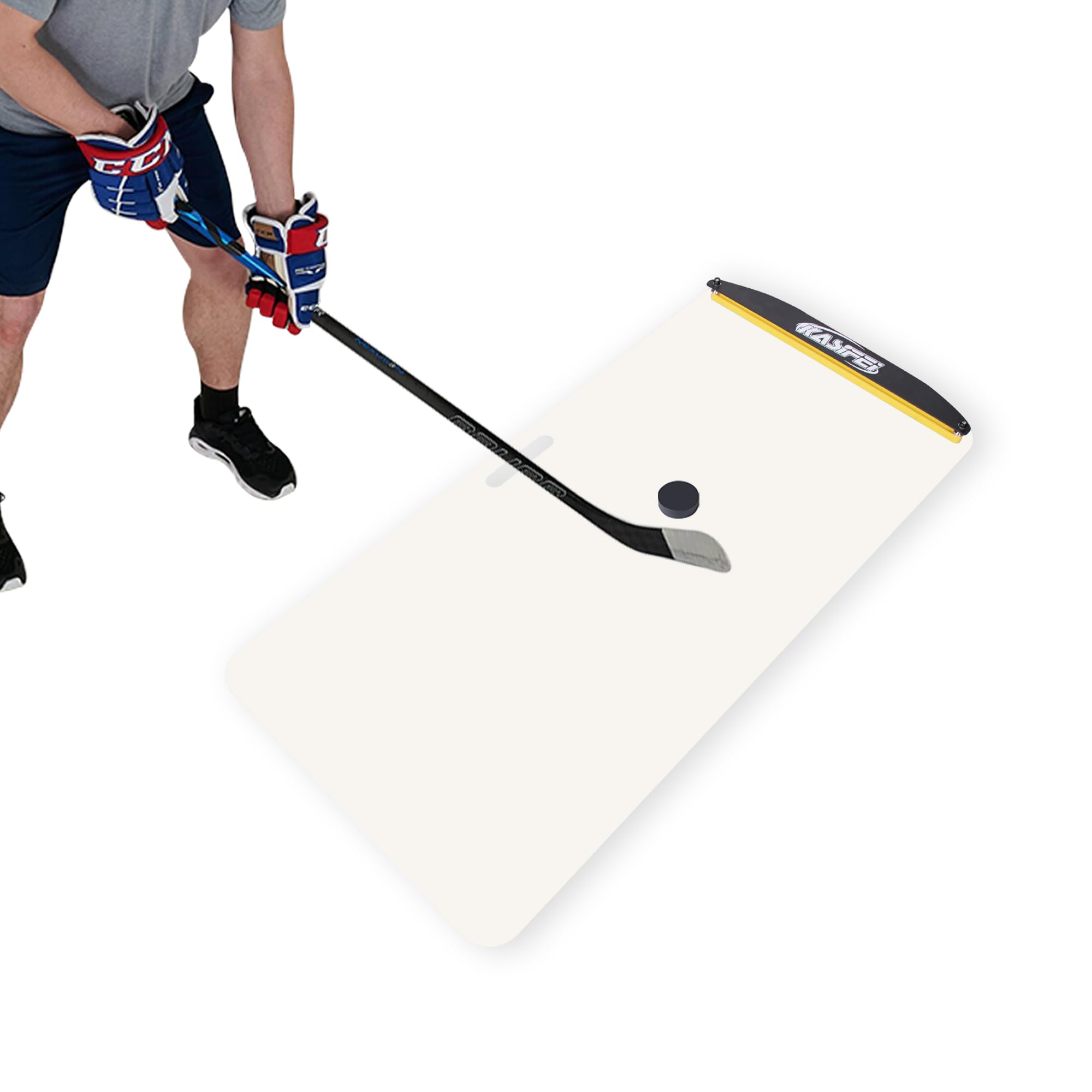 kasifei Almohadilla de tiro de hockey con rebotador, 48 x 24 pulgadas, equipo de entrenamiento profesional de hockey para disparar, hielo sintético para pasar y manejar palos