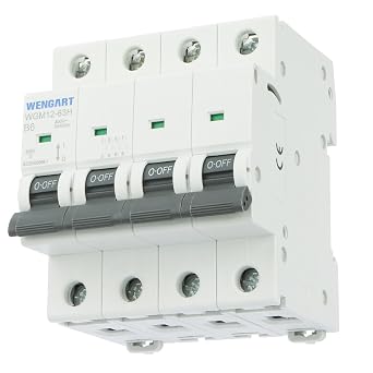 Wengart High Performance Circuit Breaker 4-Pin 3P+N 6A B Characteristic 6kA Switching Capacity Circuit Breaker for Control Technology and Measuring Circuits AC 400V WGM12-63H