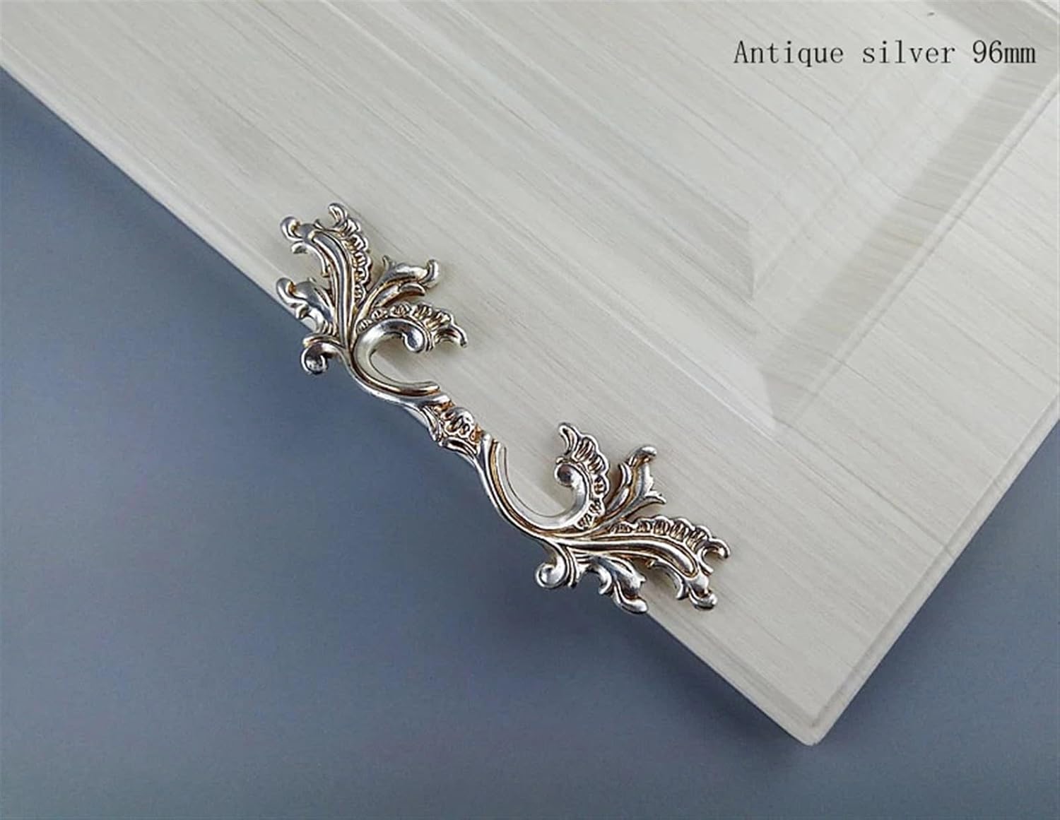 Antique Silver Handle for Furniture Hardware Kitchen Cabinets Door Drawer Wardrobe Cupboard Dresser Vintage Handle Pulls 2Pcs(Antique Silver 126mm)