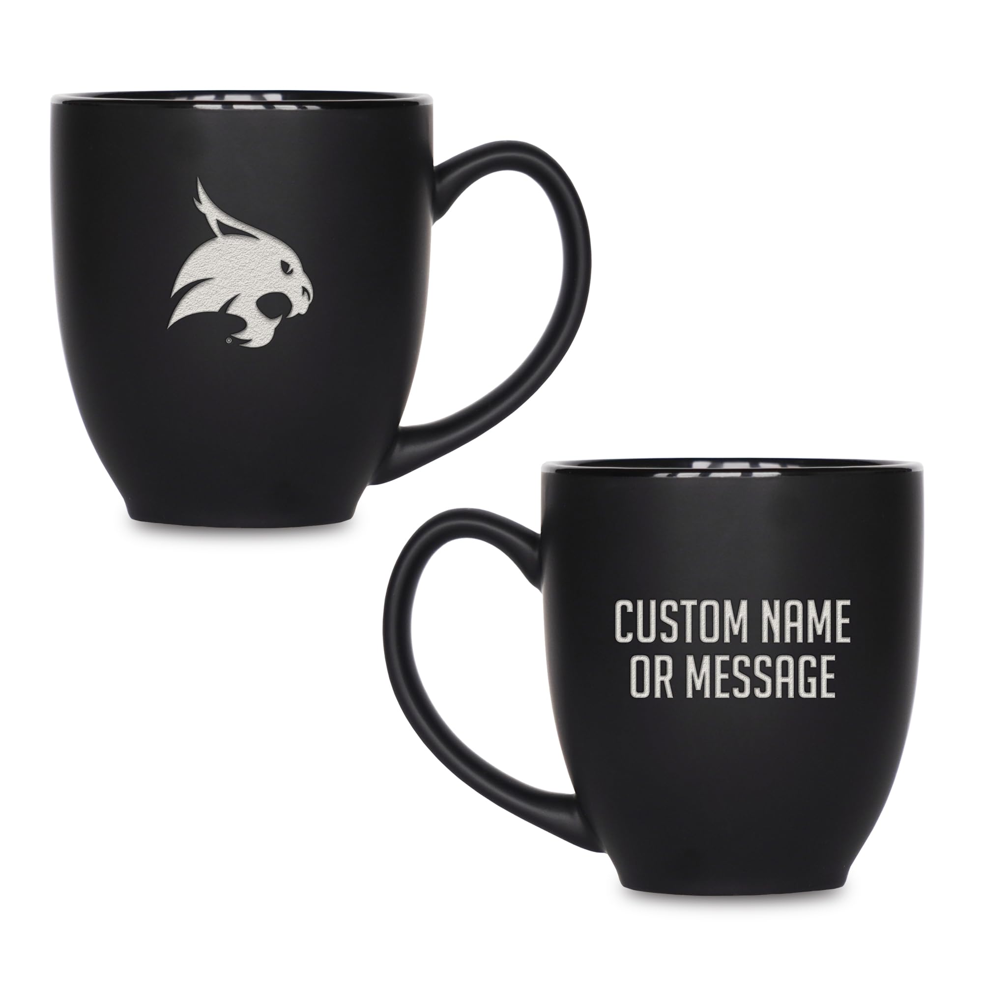 Rico Industries NCAA Primary 15-Oz Personalized Matte Black Bistro Mug - for Hot or Cold Drinks