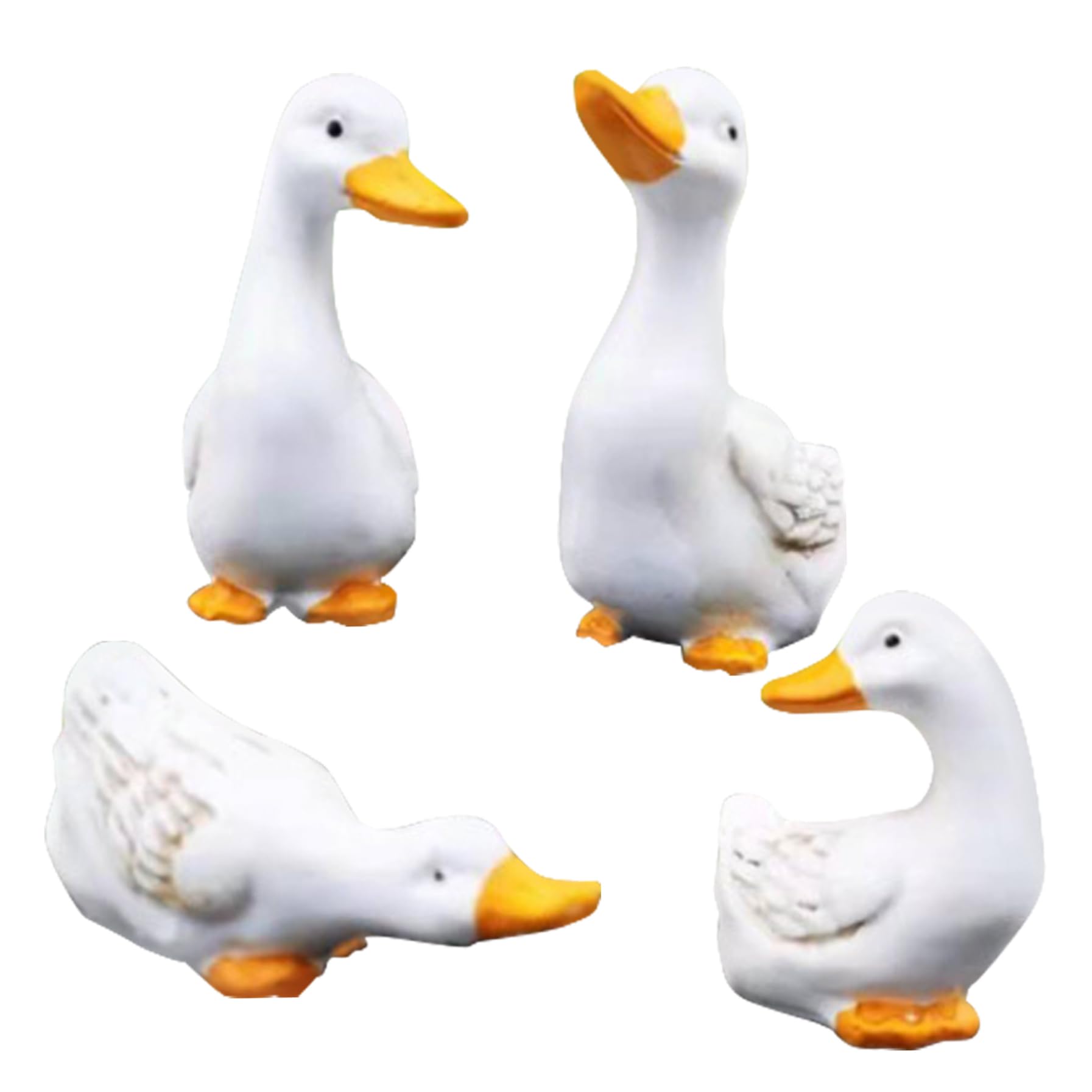 Kuyyfds 4Pcs Duck Ornaments, Resin Duck Statue, Realistic Garden Decor, Cute Funny Figurine, Waterproof Garden Ornaments For Micro Moss Landscape Pond