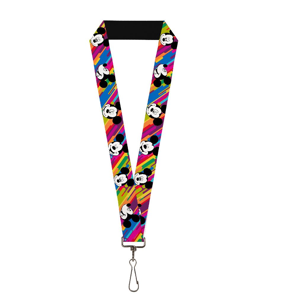 Buckle-Down Unisex-Adult's Lanyard-1.0"-Mickey Mouse Expressions Multi Color White, Multicolor, One-Size