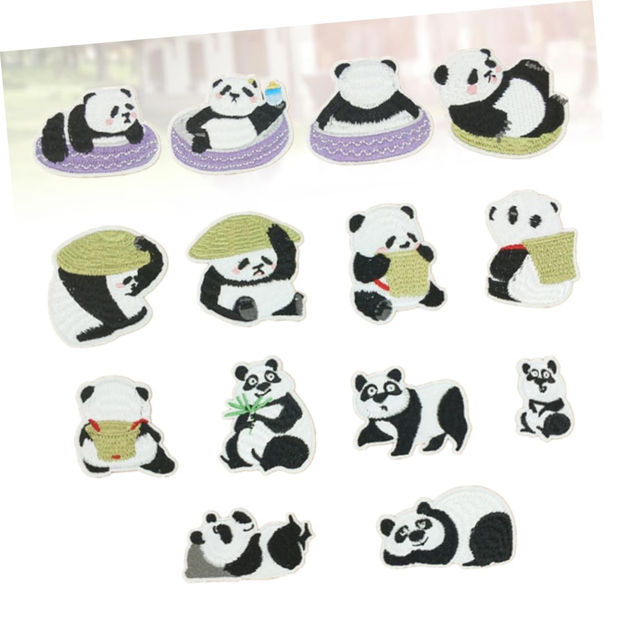 DOITOOL 3 Sätze Panda Aufnäher Set Cartoon Panda Bestickte Patches Für Kleidung Jeans Taschen Diy Kunsthandwerk Bügel Und Nähapplikationen Sicher Und Langlebig 14 Stücke * 3