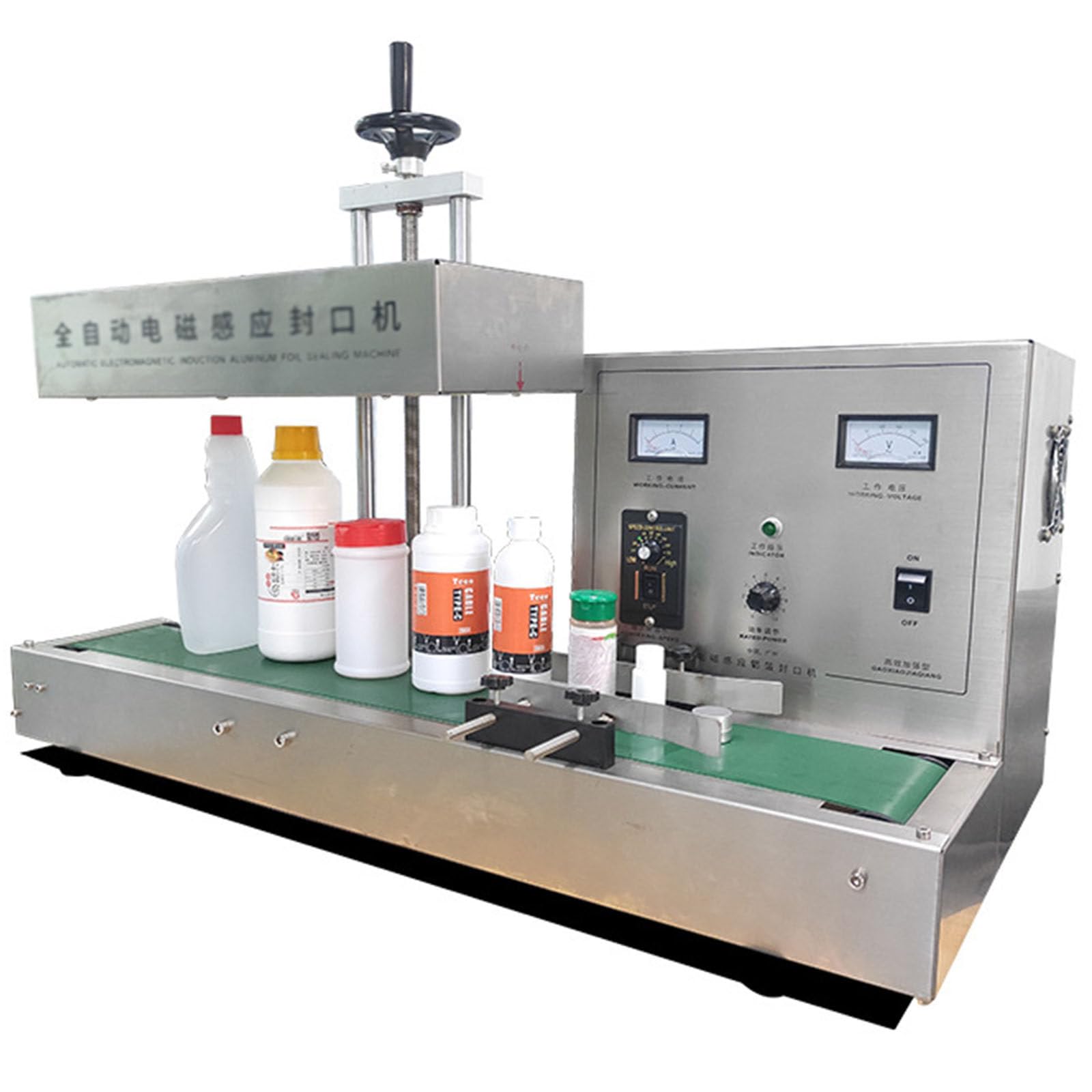 IUokLU Automatic Aluminum Foil Sealing Machine Continuous Electromagnetic Induction Band Bag Sealer Plastic Bottle Cap Sealer Auto Continuous-70mm