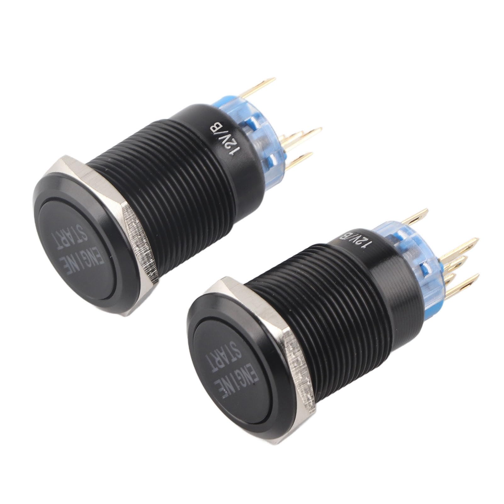 Engine Start Push Button, 12V Waterproof Car Ignition Starter Switch Button, 19mm(Black)