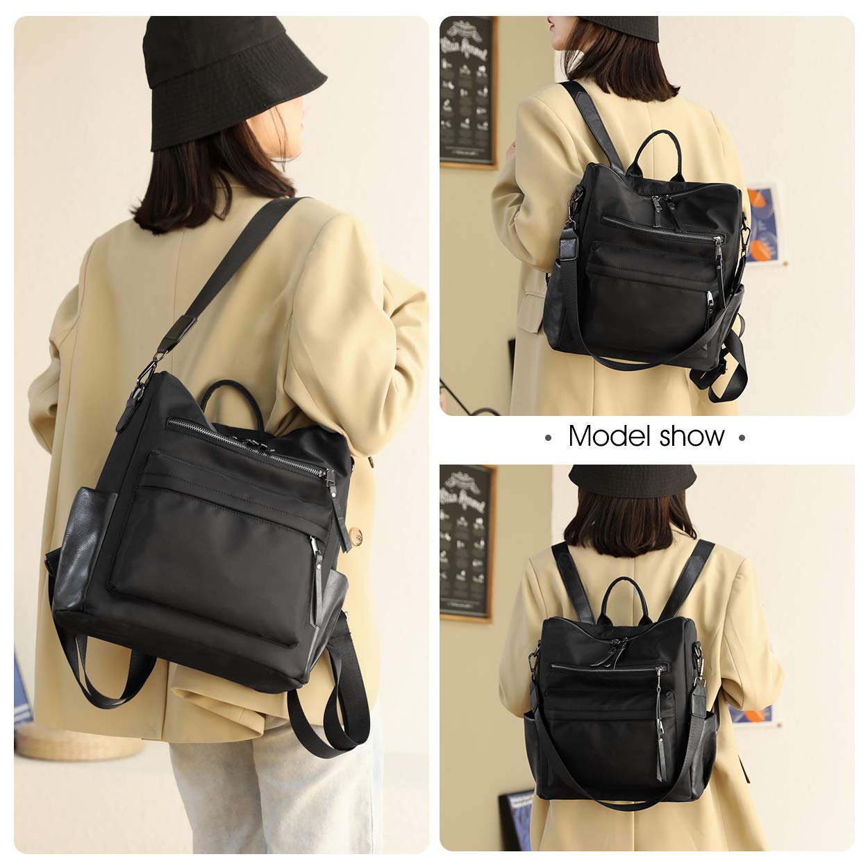 ZOCILOR Bolsa de viaje de piel sintética para mujer, diseño multiusos convertible en mochila, bolso o bolsa de mano, Marrón, Talla única